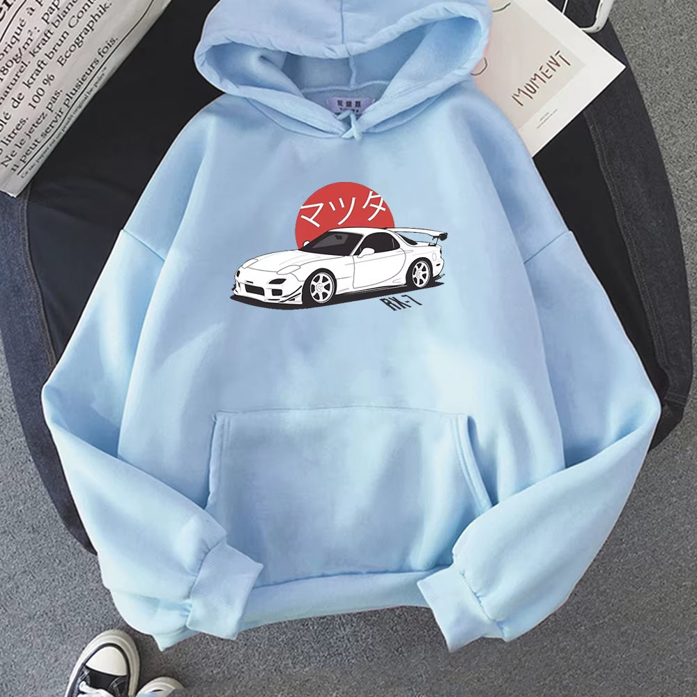 Anime Hoodies Graphic Printed Men Women Fashion Tops Hoodie Streetwear Sweatshirts JDM Automobile Culture Long Sleeve