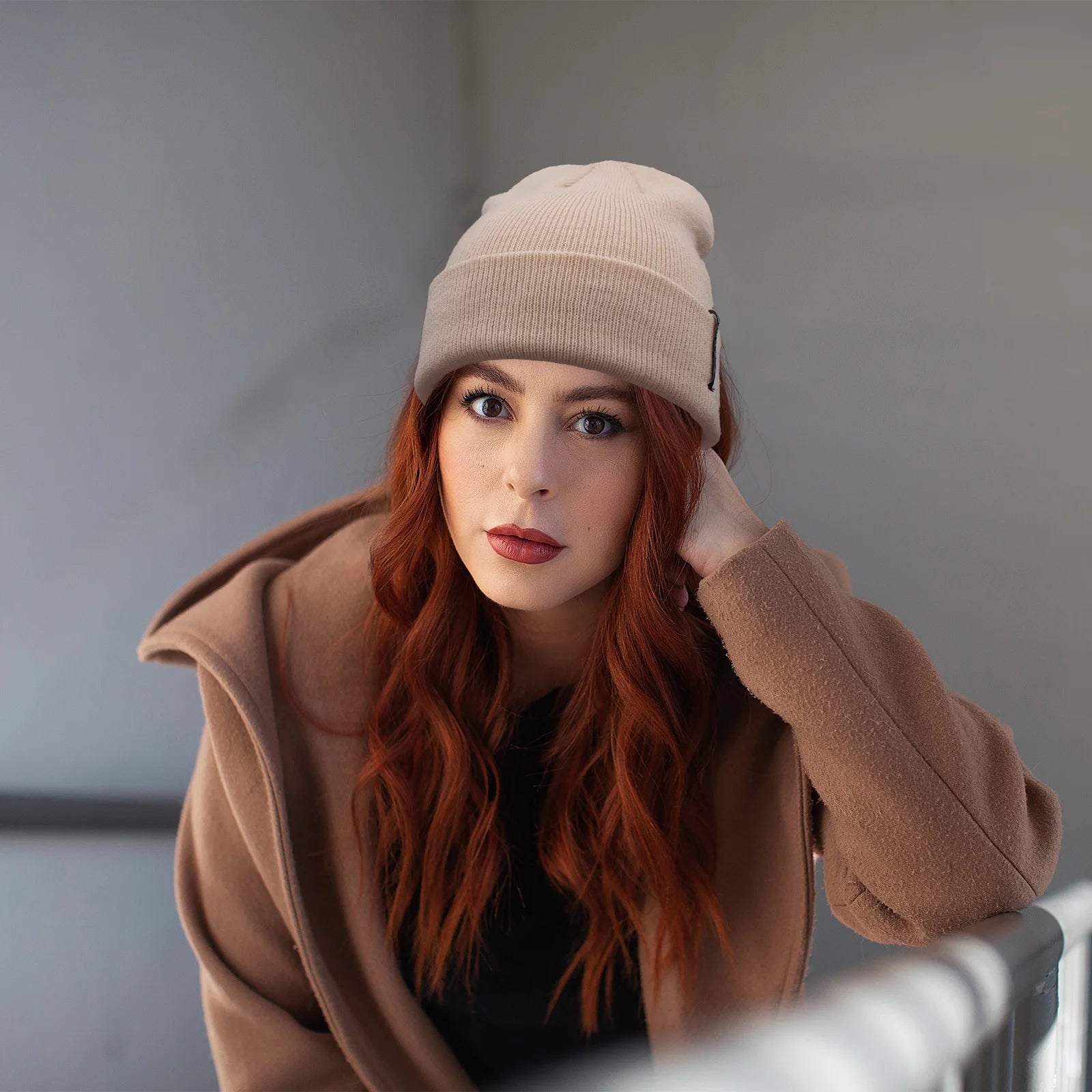 Unisex Acrylic Knit Beanie - Cozy Winter Ski Cap in Solid Colors for Men & Women - Stretchy Cuffed Skull Hat for Warmth and Style Sand