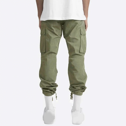 Trousers Full Length Pants for Men Solid 2025 Casual Multiple Pockets Outdoor Straight Type Fitness Pants Cargo Pants Trousers Gray