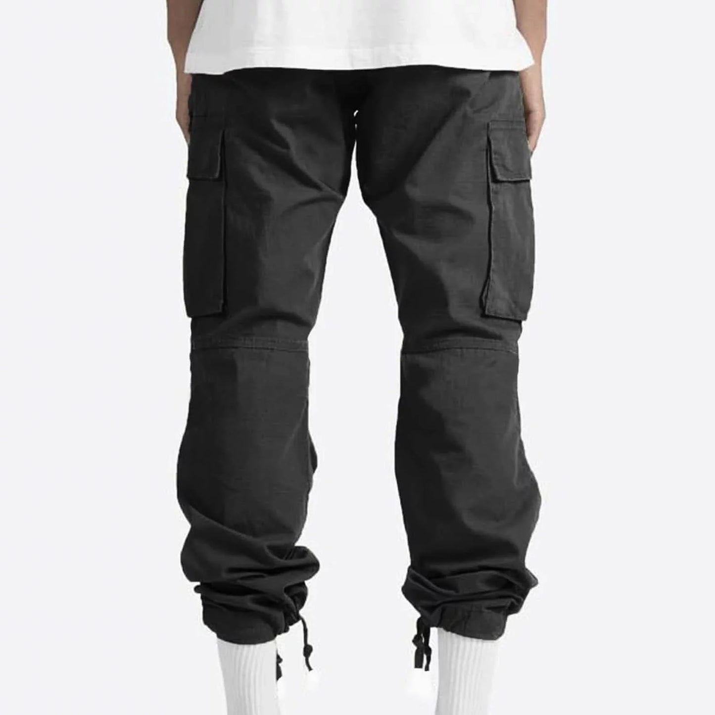 Trousers Full Length Pants for Men Solid 2025 Casual Multiple Pockets Outdoor Straight Type Fitness Pants Cargo Pants Trousers Gray