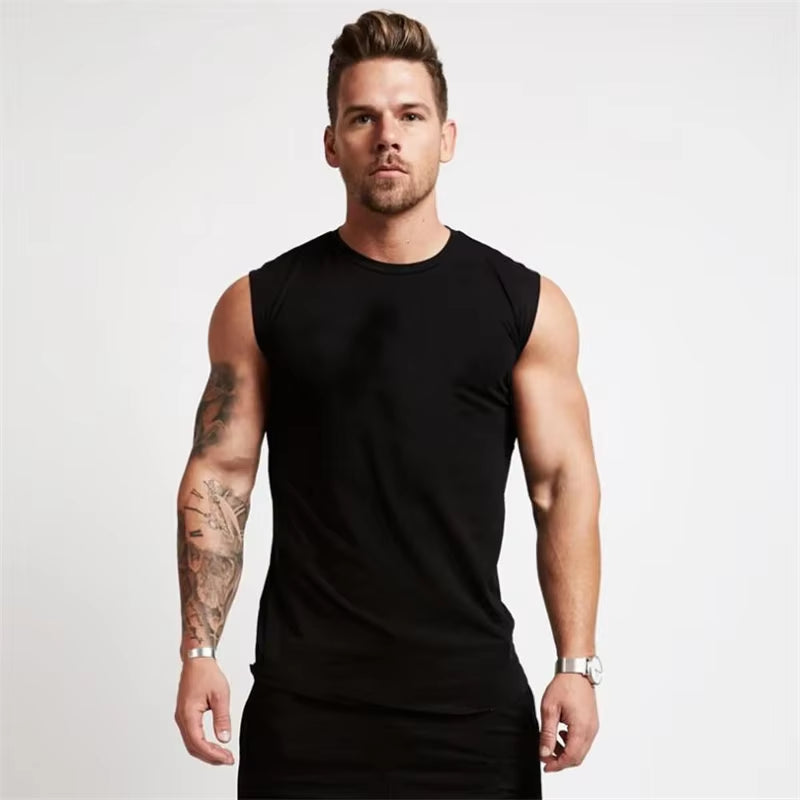 2023 Gym Workout Sleeveless Shirt Tank Top Men Bodybuilding Clothing Fitness Mens Sportwear Vests Muscle Men Tank Tops