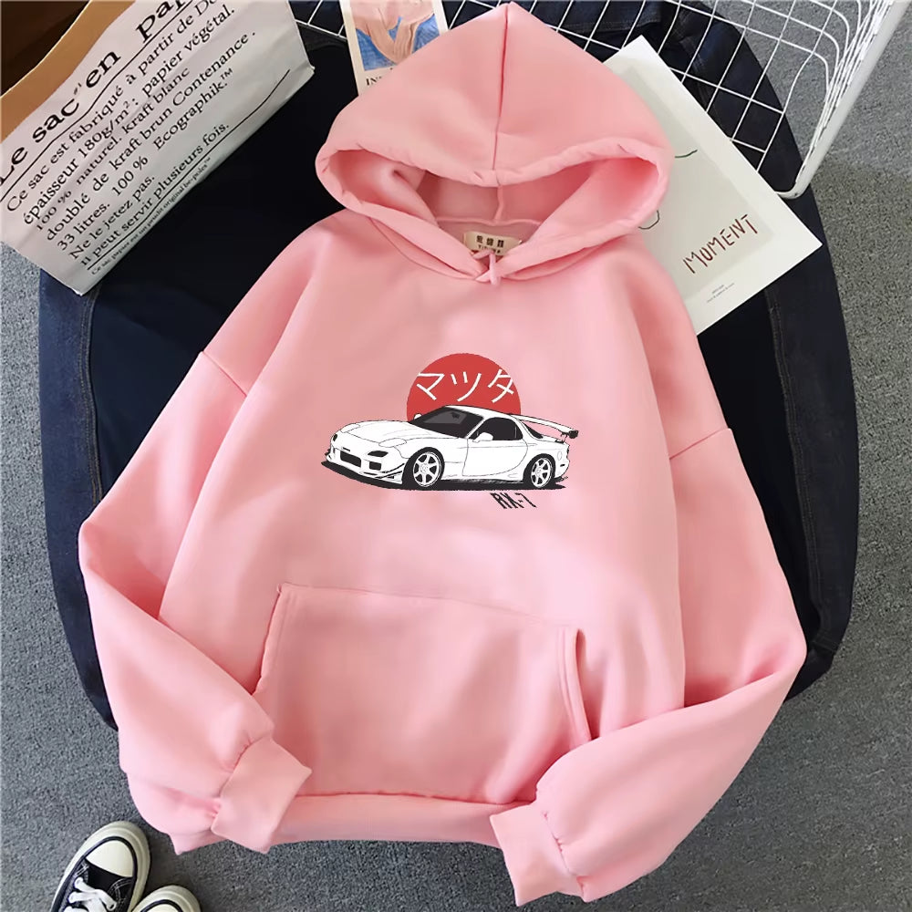 Anime Hoodies Graphic Printed Men Women Fashion Tops Hoodie Streetwear Sweatshirts JDM Automobile Culture Long Sleeve